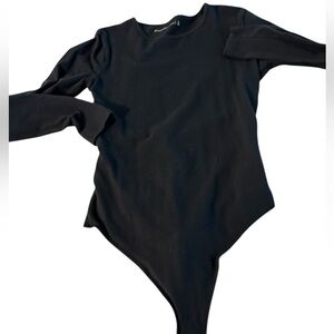 Abercrombie & Fitch Black Long Sleeve Bodysuit with Open Back